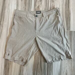 Linksoul Mens Size 35 Beige Chino Shorts Stretch‎ Pockets Casual Golf Tech 9”